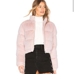 EUC Superdown Revolve Zip Up Puffer in Blush XS